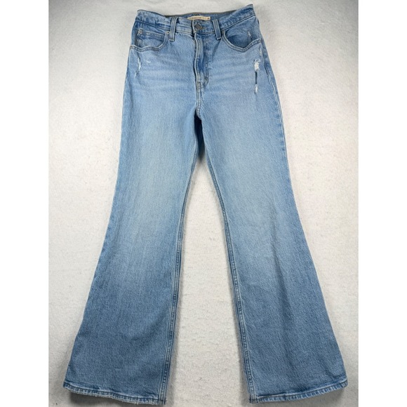 Levi's Denim - Levis 70s High Flare Jeans Light Wash Distressed Denim Size 26 Retro High Rise
